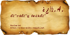 Ördög Anikó névjegykártya
