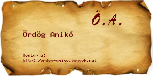 Ördög Anikó névjegykártya